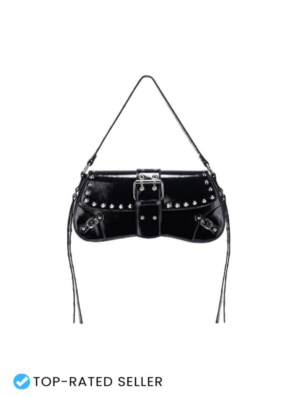 Women's Studded Punk Rivet Y2K PU Leather Hobo Shoulder Bag Clutch